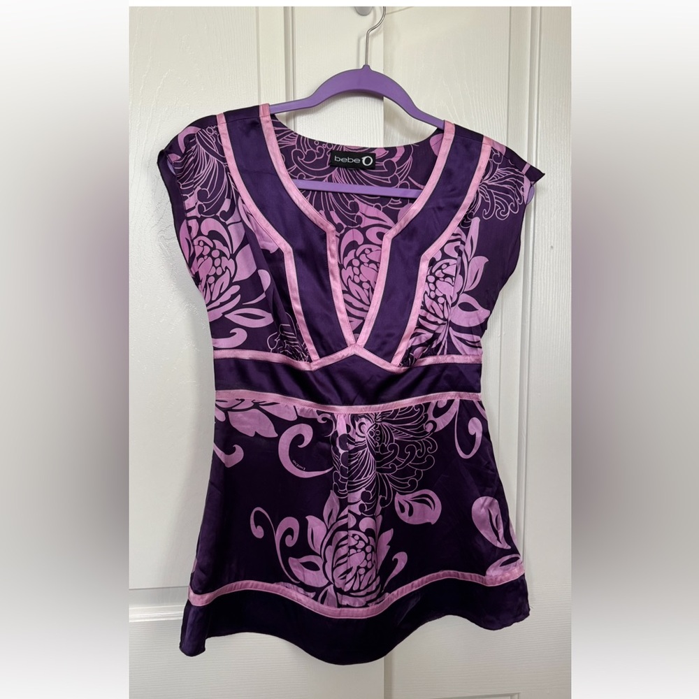 Bebe Purple and Pink Floral Top